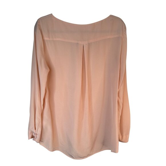2/$30 Banana Republic Medium Pale Peach Silk Long Sleeve Blouse - Picture 9 of 16